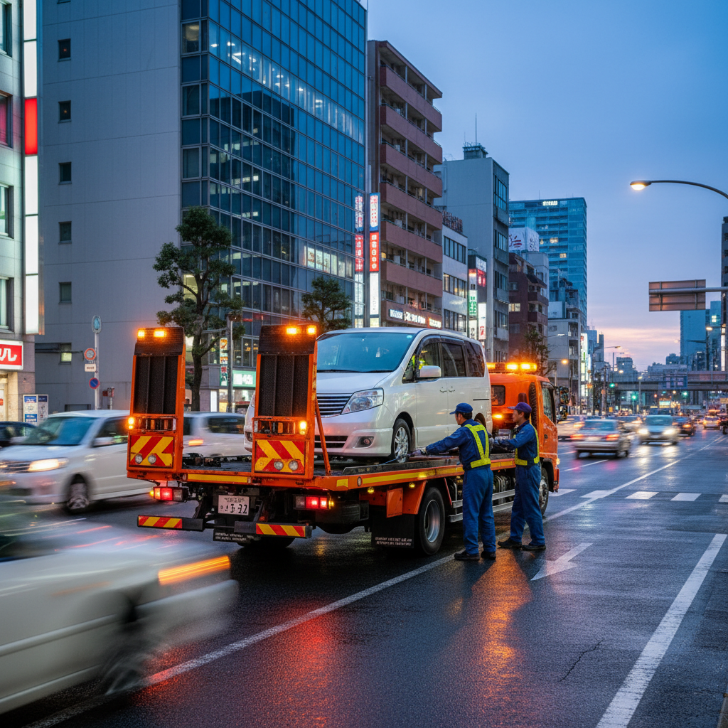 走行不可レッカー対応のセレナ